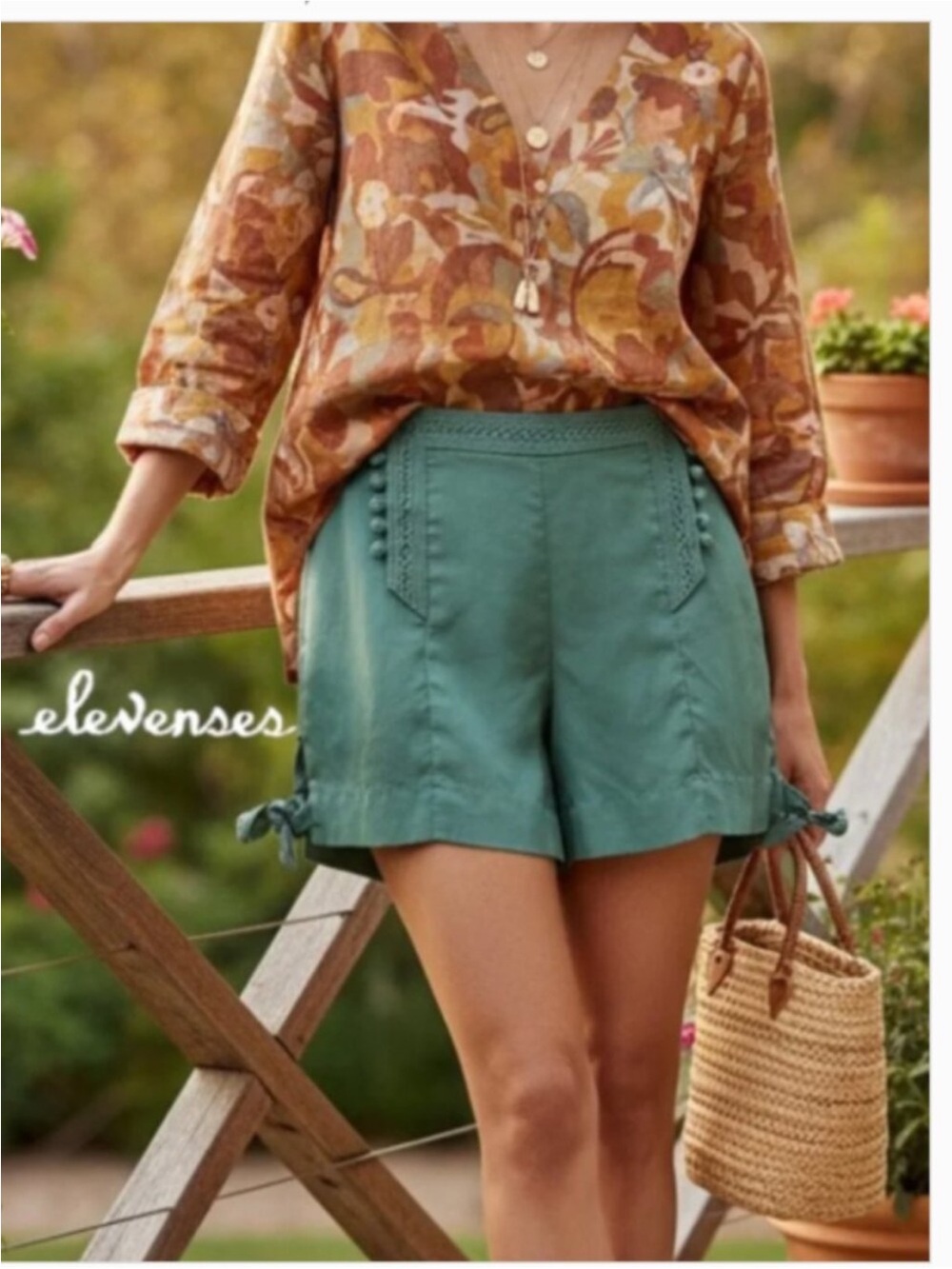 Anthropologie Elevenses High Waist Embroidered Shorts